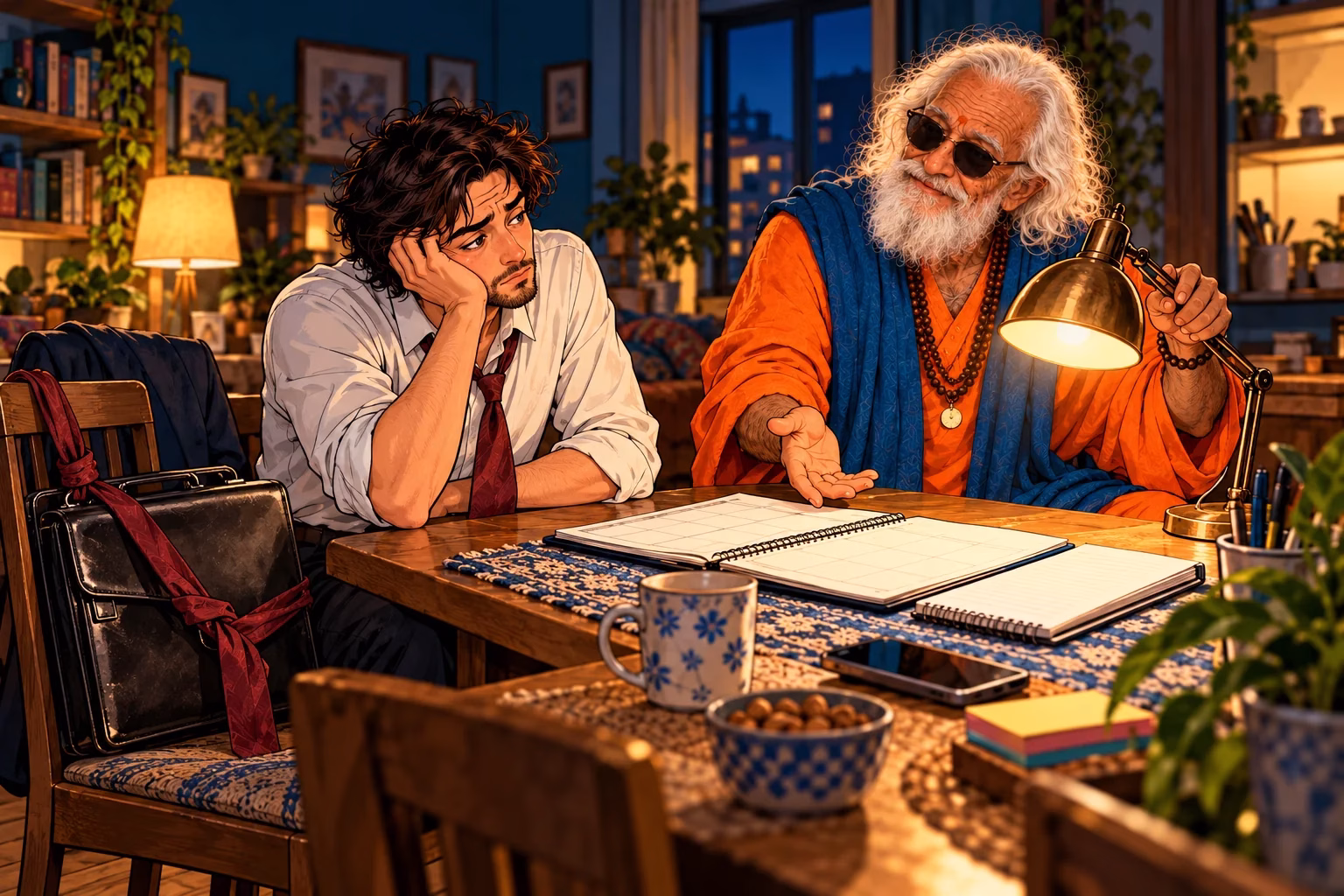 Un lavoratore e il Guru esaminano possibilità e vincoli del cambiamento professionale.