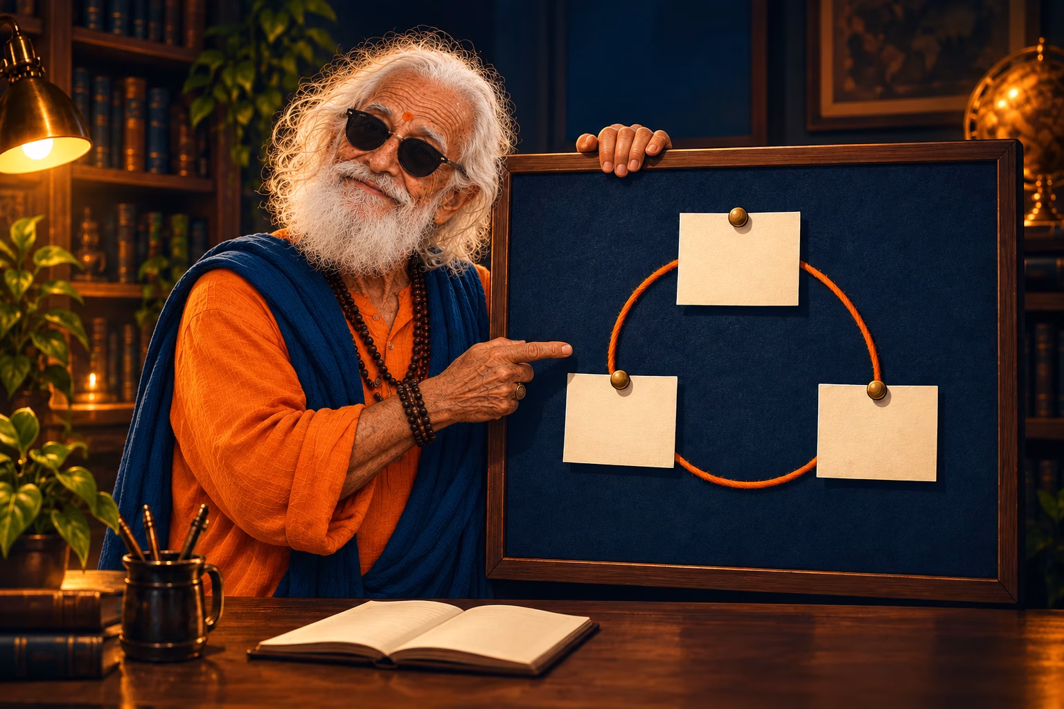 Il Guru Sbagliato davanti alla lavagna
